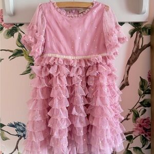 Mini Boden Pink Tulle Dress with Gold Star Detail 2-3 years